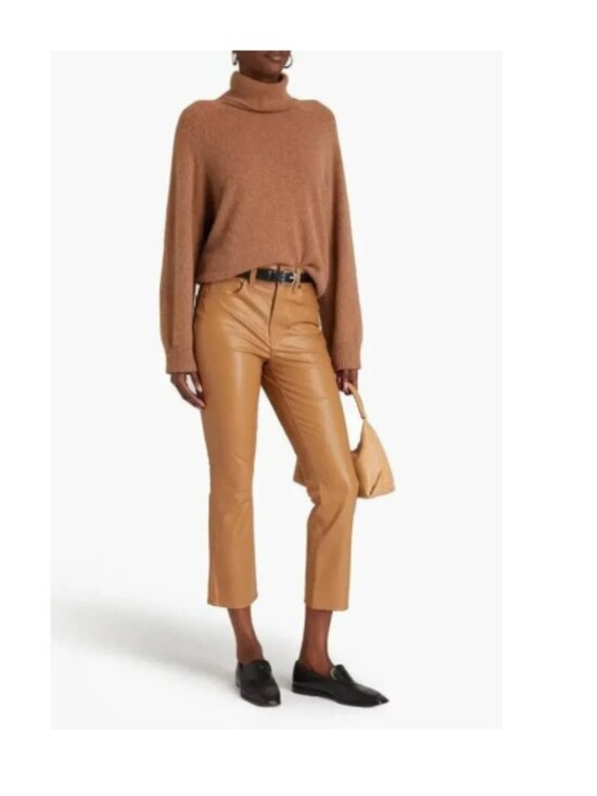 Veronica Beard Pants - Veronica Beard Carly Kick Flare Pants Vegan Leather in Camel Size 26